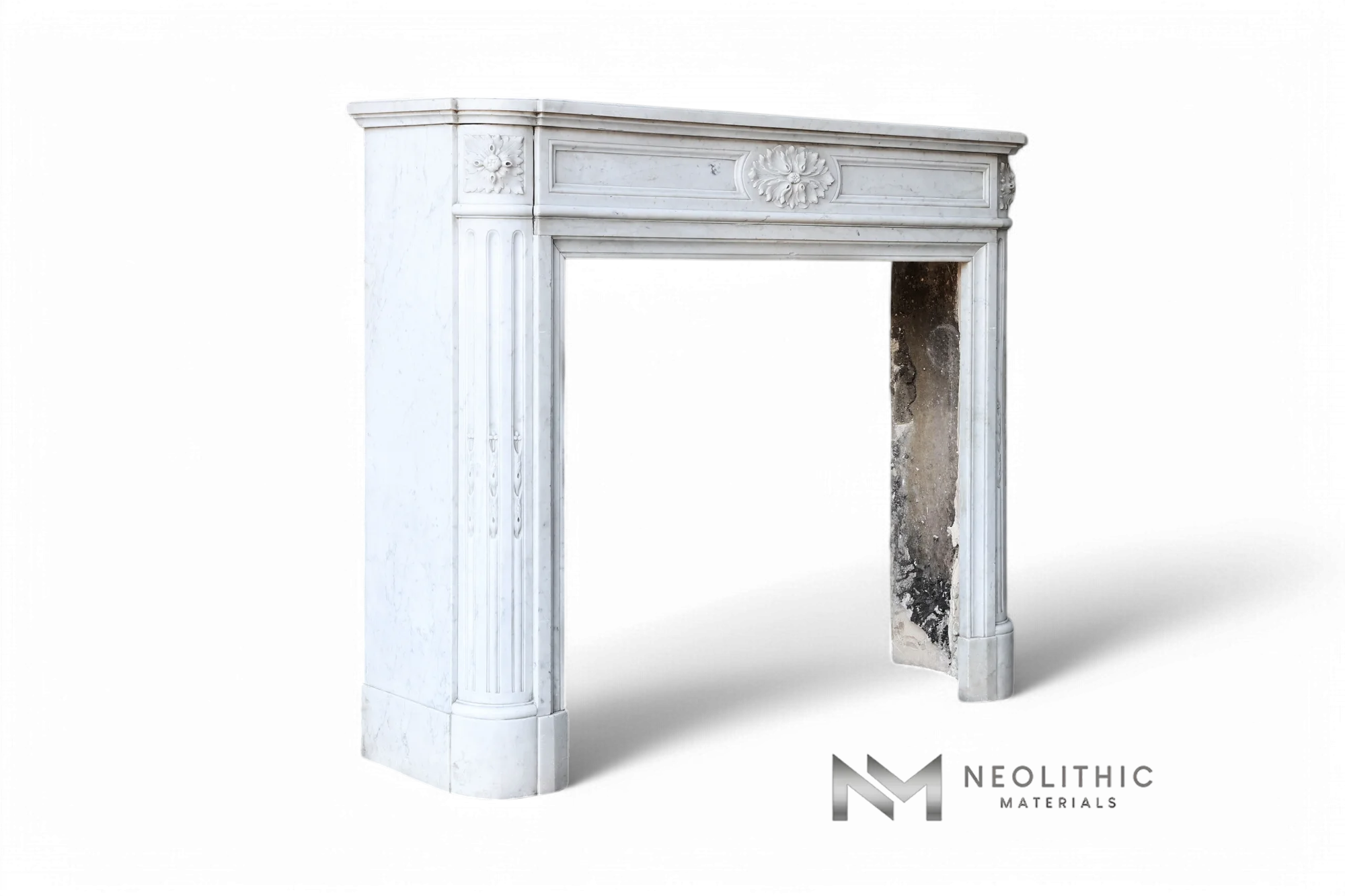 Antique Carrara Marble Fireplace Mantel Louis XVI Style - Image 2